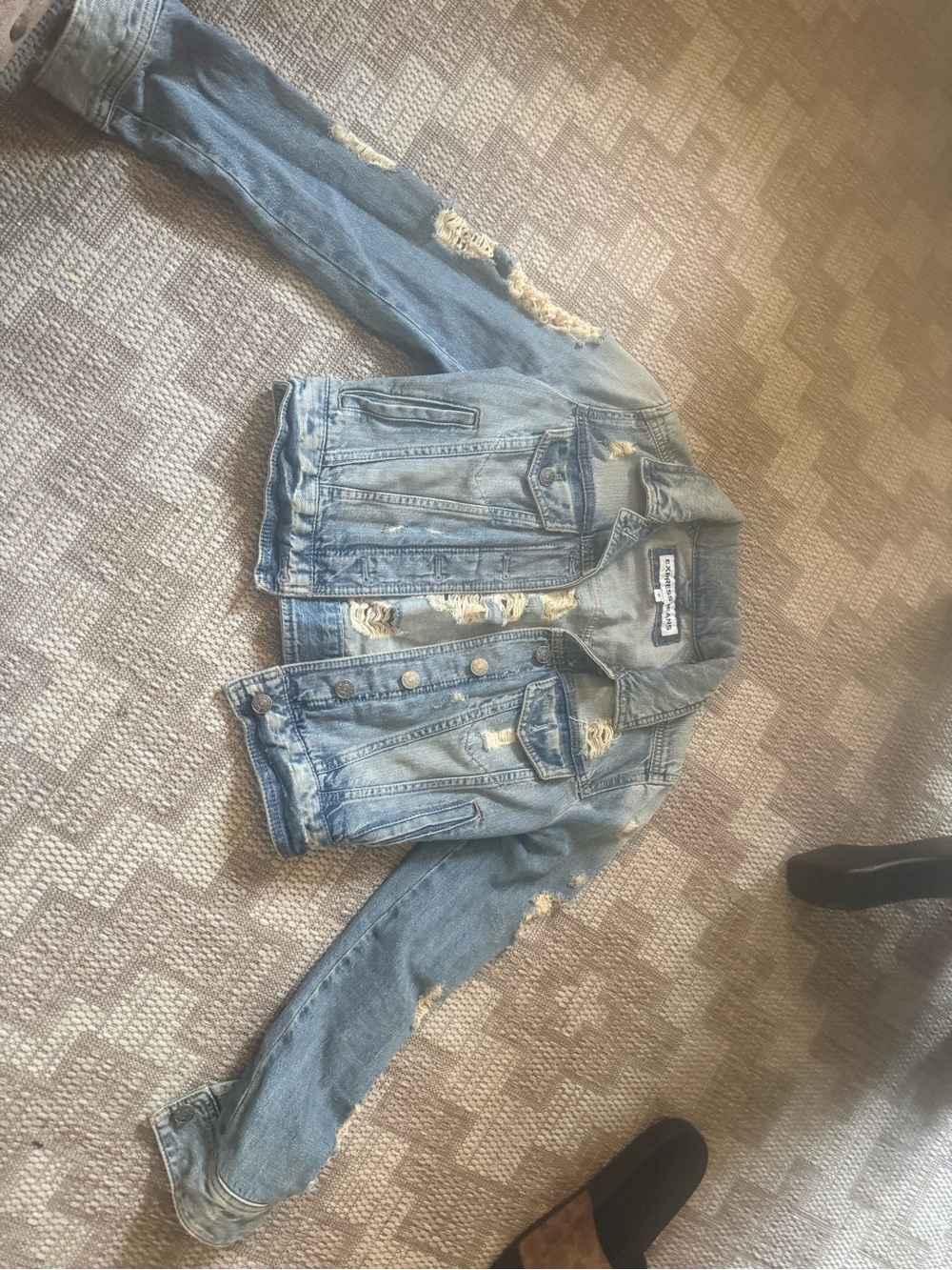 Express Light Blue Distressed Denim Jacket for Kids